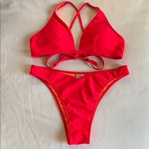 Bright pink bikini